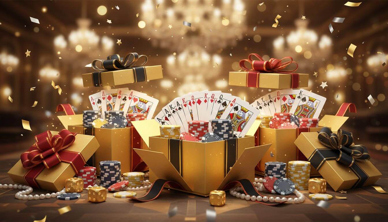 Casino fişleri ve bonus sembolü, 2026